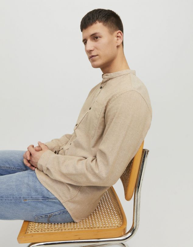 CAMISA DE CUELLO MAO DE MANGA LARGA DE HOMBRE DE JACK AND JONES