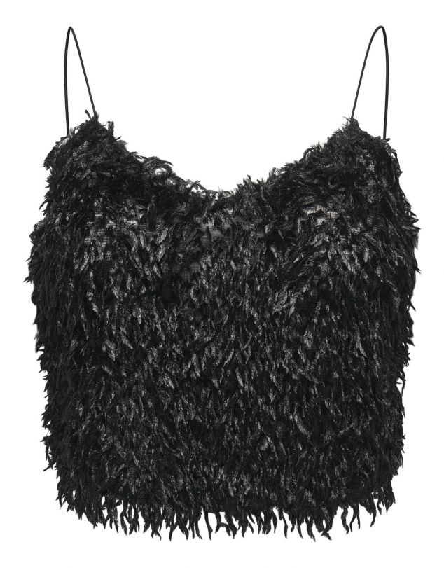 TOP CORTO DE TIRANTES CON PELITO DE MUJER DE ONLY