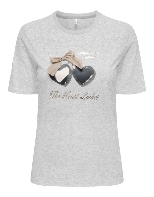 CAMISETA DE MANGA CORTA CON DIBUJO Y APLIQUE EN TEJIDO DE MUJER DE ONLY