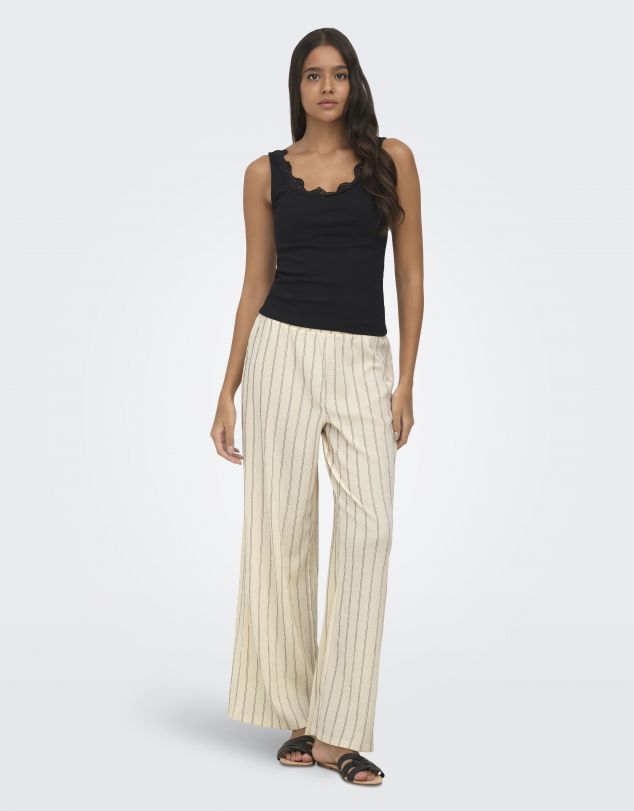 PANTALON FLOJO RECTO DE RAYAS DE MUJER DE ONLY