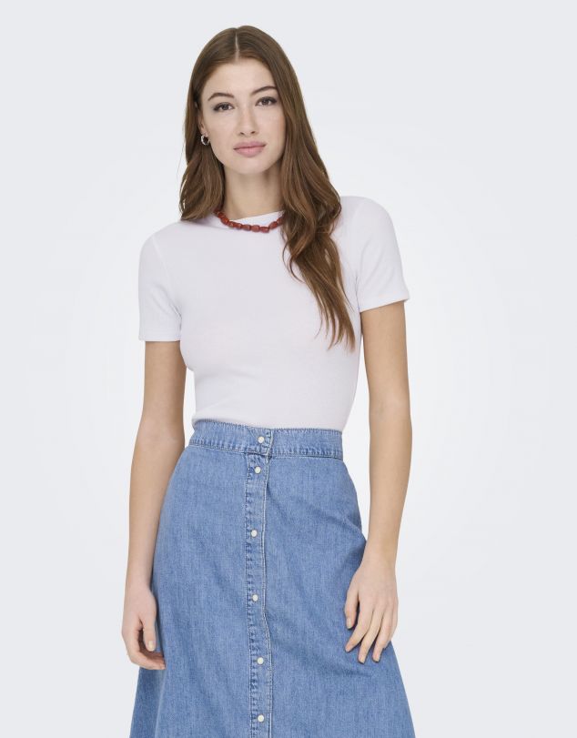 CAMISETA BÁSICA BLANCA DE MANGA CORTA DE MUJER DE ONLY