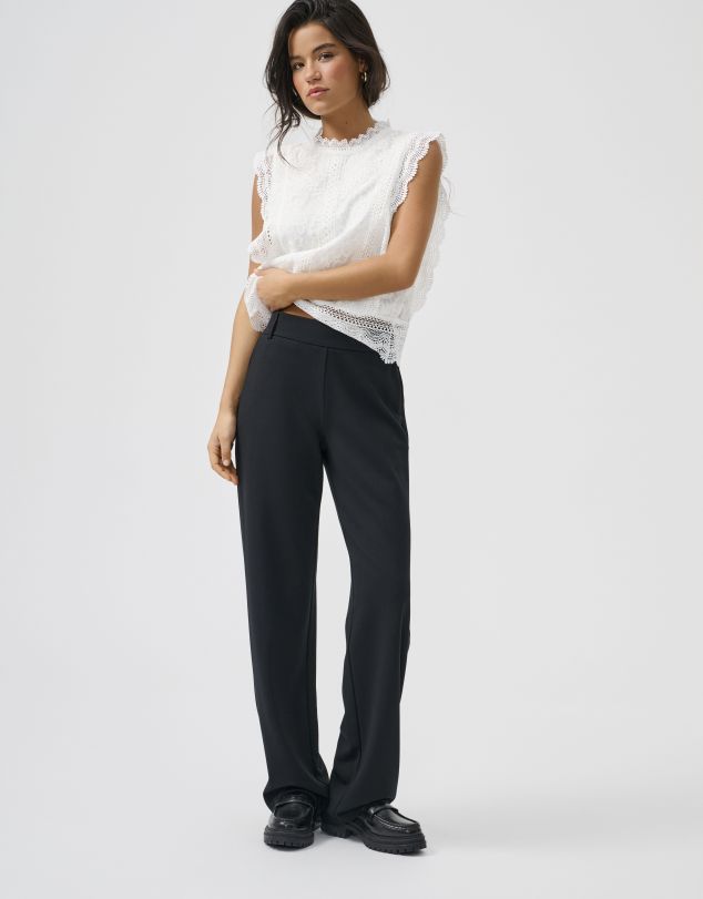 PANTALON RECTO DE PUNTO DE CINTURA MEDIA DE MUJER DE ONLY