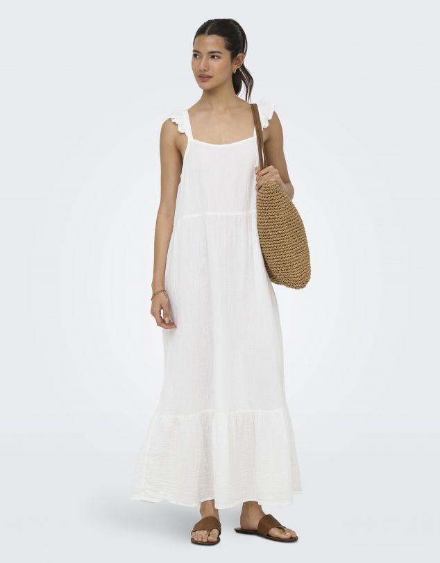 VESTIDO BLANCO DE TIRANTES DE LARGURA MIDI DE MUJER DE ONLY