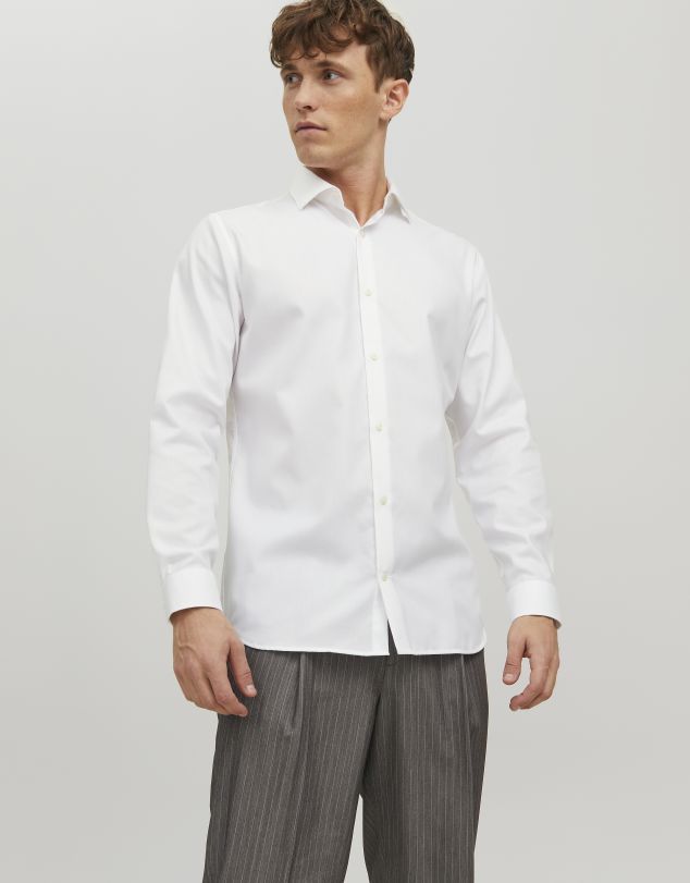 CAMISA LISA DE MANGA LARGA DE ALGODÓN DE HOMBRE JACK AND JONES