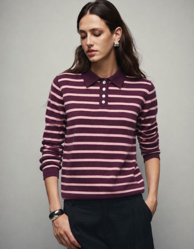 JERSEY DE RAYAS CON CUELLO TIPO POLO DE MUJER DE JACQUELINE DE YONG