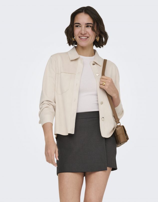 CHAQUETA TIPO ANTE CON CIERRE CON BOTONES DE MUJER DE ONLY