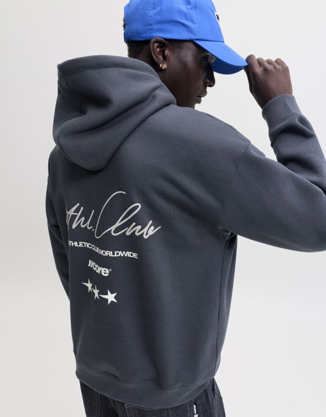 SUDADERA CON CAPUCHA Y LOGO Y DETALLE DE LETRAS EN ESPALDA DE HOMBRE DE JACK AND JONES