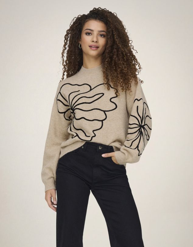 JERSEY CON DIBUJO DE FLOR EN TEJIDO DE MUJER DE JACQUELINE DE YONG