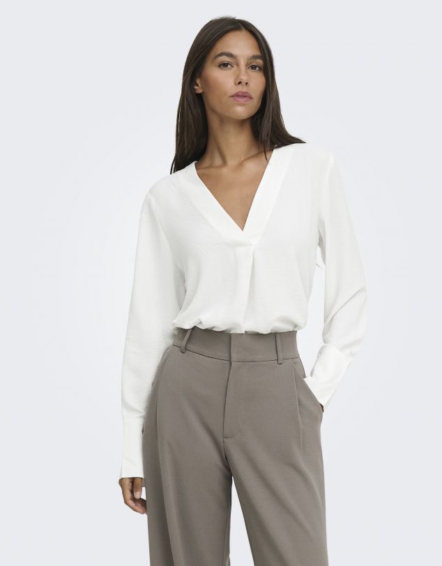 BLUSA DE MANGA LARGA Y CON CUELLO PICO DE MUJER DE JACQUELINE DE YONG
